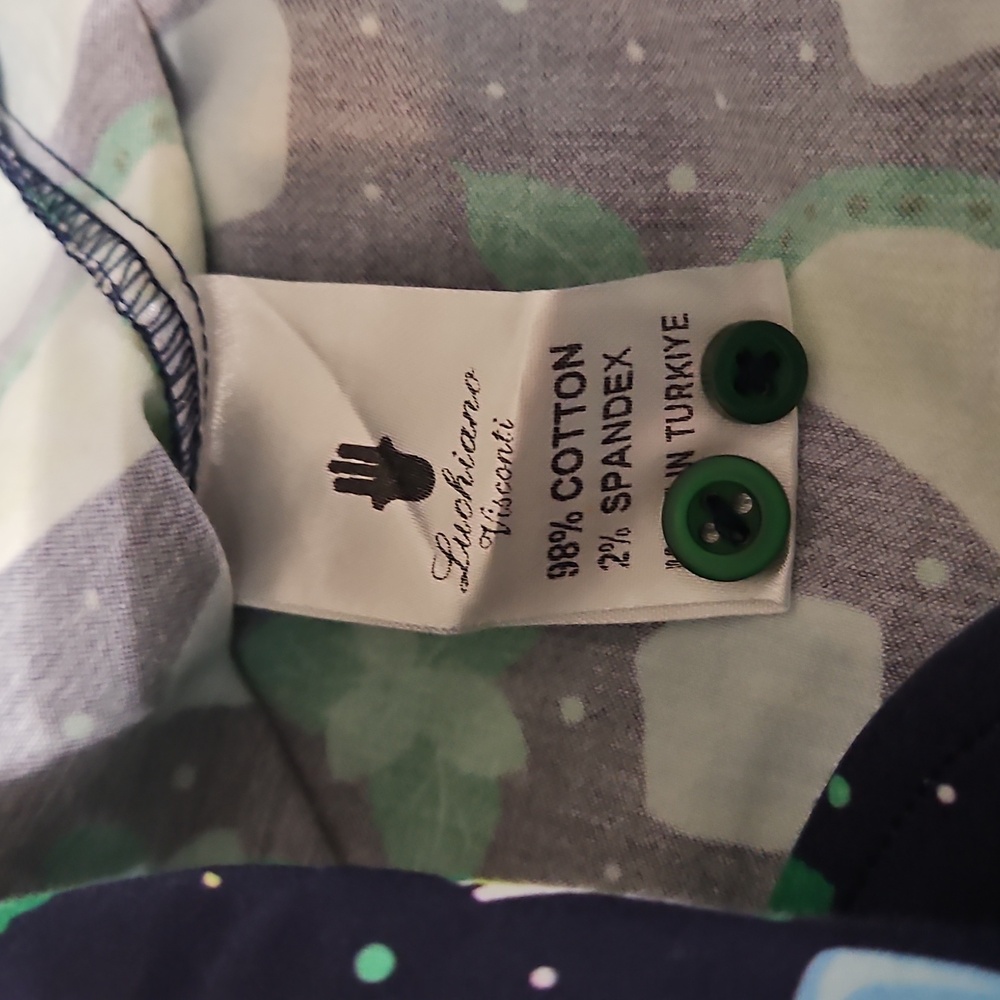 Visconti Black Men's Short Sleeve Button-up: Size- Medium- Navy Mojito Print - Picture 9 of 10